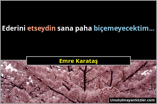 Emre Karataş - Ederini etseydin sana paha biçemeyecektim......