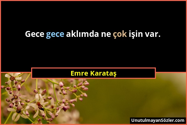 Emre Karataş - Gece gece aklımda ne çok işin var....