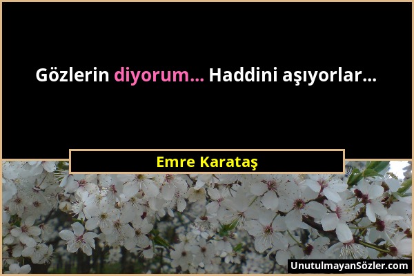 Emre Karataş - Gözlerin diyorum... Haddini aşıyorlar......