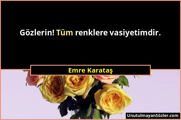 Emre Karataş - Gözlerin! Tüm renklere vasiyetimdir....