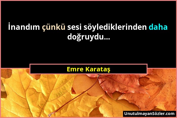 Emre Karataş - İnandım çünkü sesi söylediklerinden daha doğruydu......