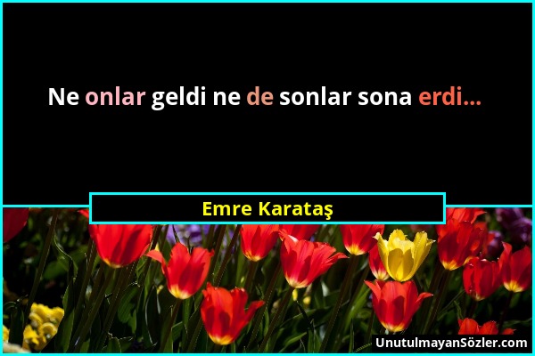 Emre Karataş - Ne onlar geldi ne de sonlar sona erdi......