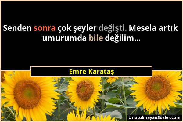 Emre Karataş - Senden sonra çok şeyler değişti. Mesela artık umurumda bile değilim......