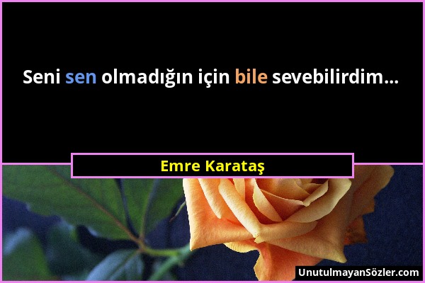 Emre Karataş - Seni sen olmadığın için bile sevebilirdim......