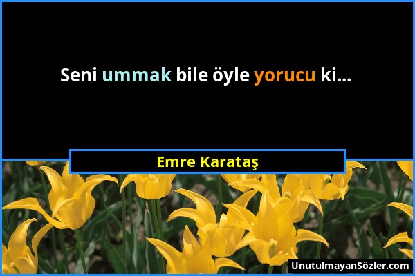 Emre Karataş - Seni ummak bile öyle yorucu ki......