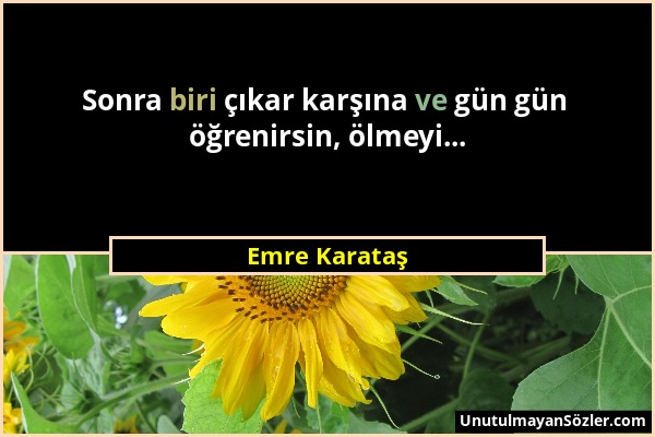 Emre Karataş - Sonra biri çıkar karşına ve gün gün öğrenirsin, ölmeyi......