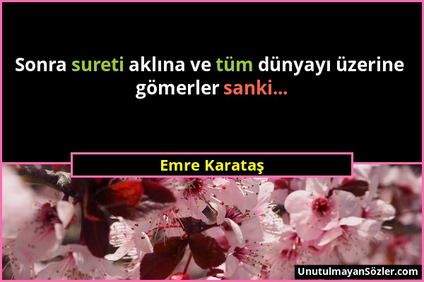 Emre Karataş - Sonra sureti aklına ve tüm dünyayı üzerine gömerler sanki......
