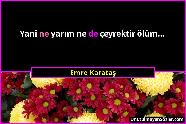 Emre Karataş - Yani ne yarım ne de çeyrektir ölüm......