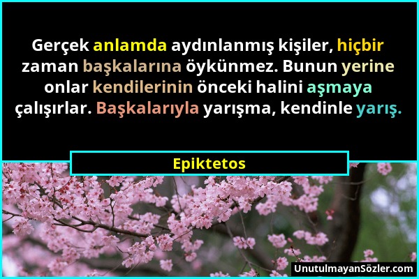 Epiktetos - Gerçek anlamda aydınlanmış kişiler, hiçbir zaman başkalarına öykünmez. Bunun yerine onlar kendilerinin önceki halini aşmaya çalışırlar. Ba...