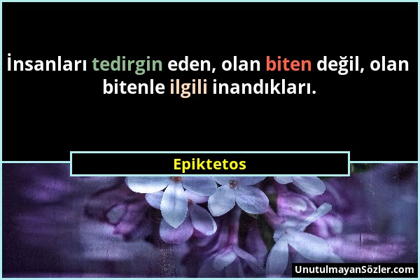 Epiktetos - İnsanları tedirgin eden, olan biten değil, olan bitenle ilgili inandıkları....