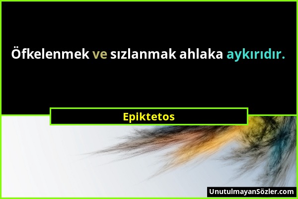 Epiktetos - Öfkelenmek ve sızlanmak ahlaka aykırıdır....