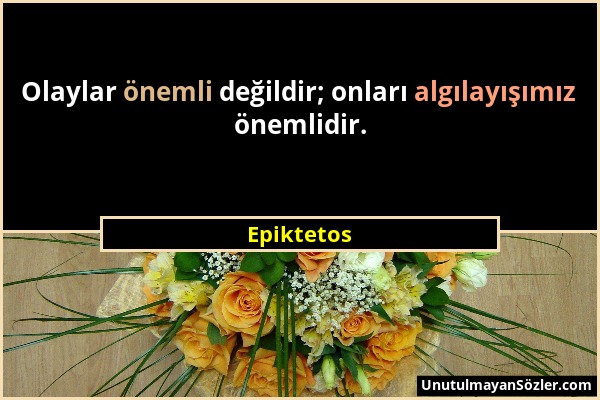 Epiktetos - Olaylar önemli değildir; onları algılayışımız önemlidir....