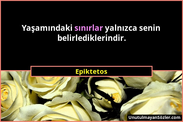 Epiktetos - Yaşamındaki sınırlar yalnızca senin belirlediklerindir....