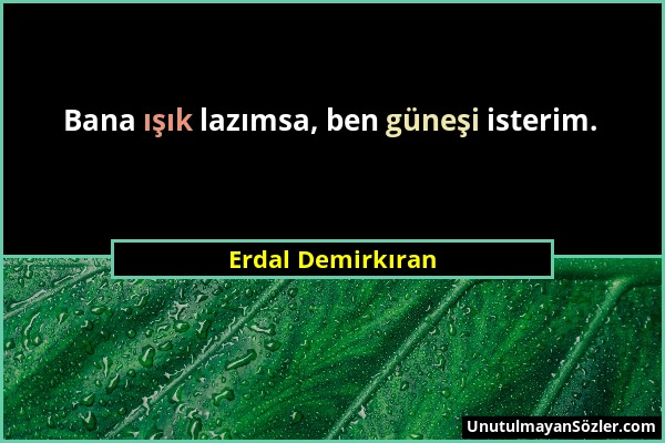 Erdal Demirkıran - Bana ışık lazımsa, ben güneşi isterim....