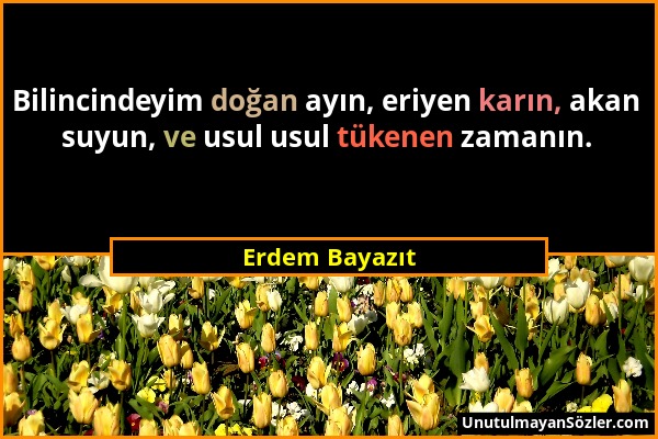 Erdem Bayazıt - Bilincindeyim doğan ayın, eriyen karın, akan suyun, ve usul usul tükenen zamanın....