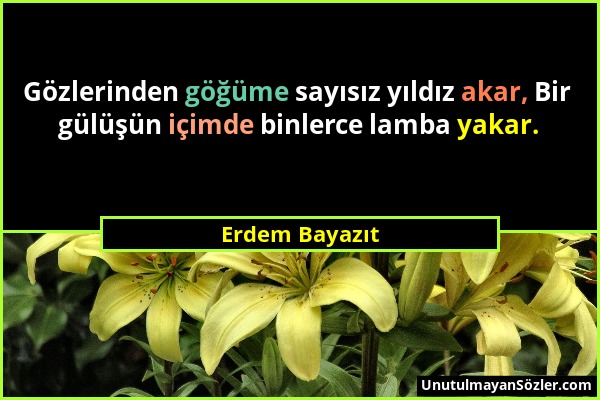 Erdem Bayazıt - Gözlerinden göğüme sayısız yıldız akar, Bir gülüşün içimde binlerce lamba yakar....