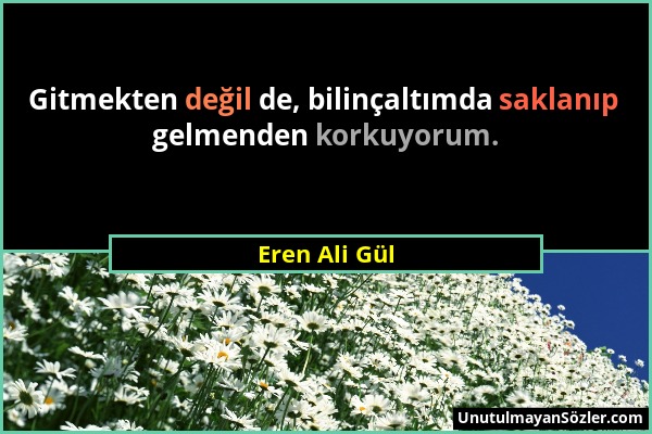 Eren Ali Gül - Gitmekten değil de, bilinçaltımda saklanıp gelmenden korkuyorum....