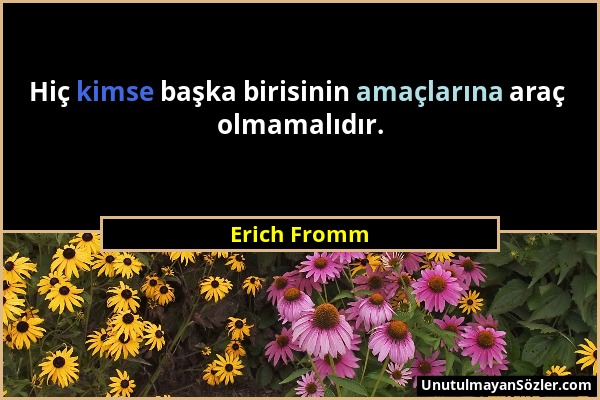 Erich Fromm - Hiç kimse başka birisinin amaçlarına araç olmamalıdır....
