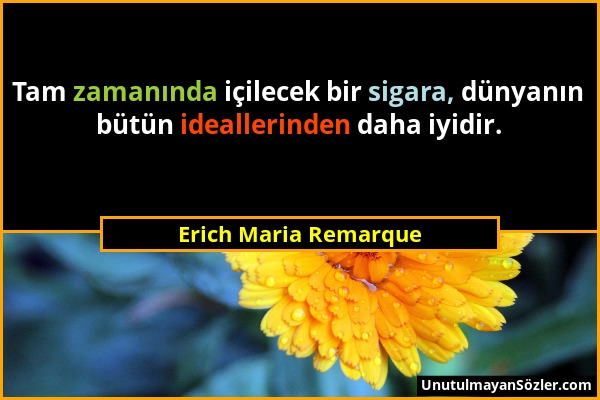 Erich Maria Remarque - Tam zamanında içilecek bir sigara, dünyanın bütün ideallerinden daha iyidir....