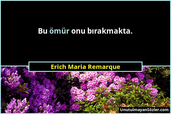 Erich Maria Remarque - Bu ömür onu bırakmakta....