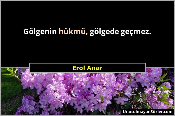 Erol Anar - Gölgenin hükmü, gölgede geçmez....