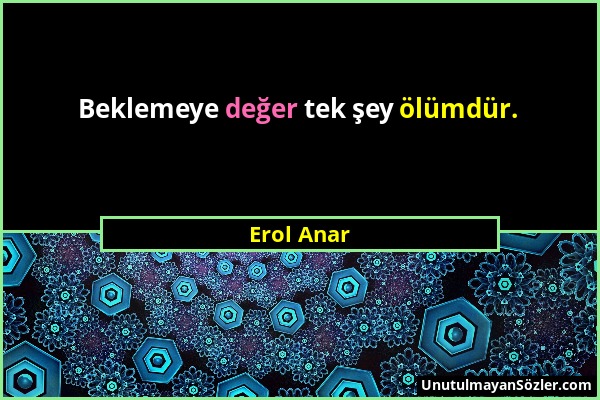 Erol Anar - Beklemeye değer tek şey ölümdür....