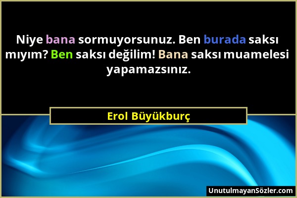 Erol Büyükburç - Niye bana sormuyorsunuz. Ben burada saksı mıyım? Ben saksı değilim! Bana saksı muamelesi yapamazsınız....