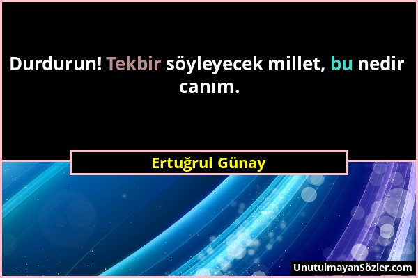 Ertuğrul Günay - Durdurun! Tekbir söyleyecek millet, bu nedir canım....