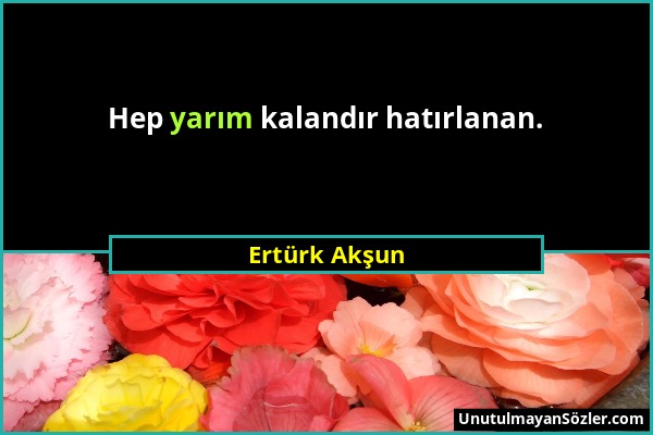 Ertürk Akşun - Hep yarım kalandır hatırlanan....