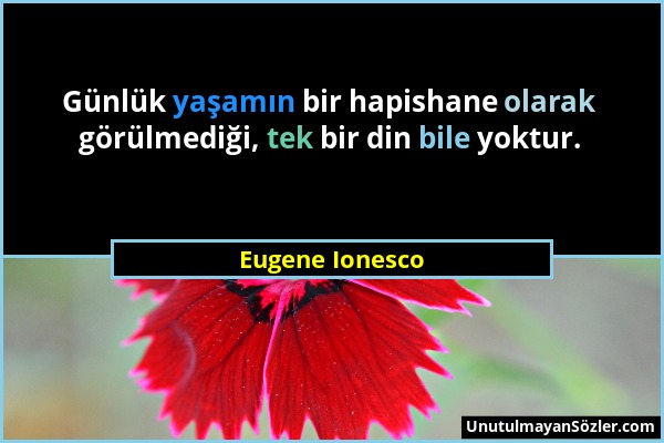 Eugene Ionesco - Günlük yaşamın bir hapishane olarak görülmediği, tek bir din bile yoktur....