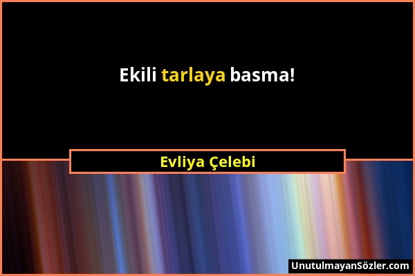 Evliya Çelebi - Ekili tarlaya basma!...