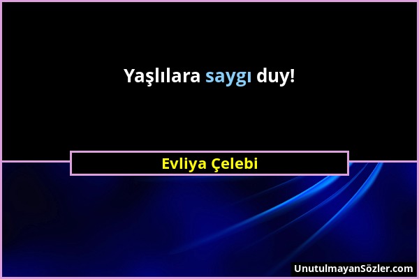 Evliya Çelebi - Yaşlılara saygı duy!...