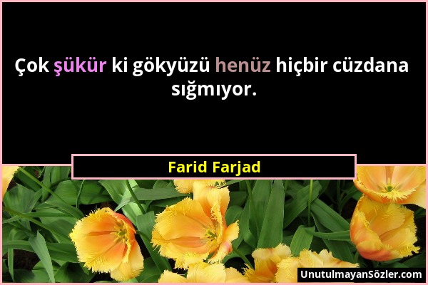 Farid Farjad - Çok şükür ki gökyüzü henüz hiçbir cüzdana sığmıyor....