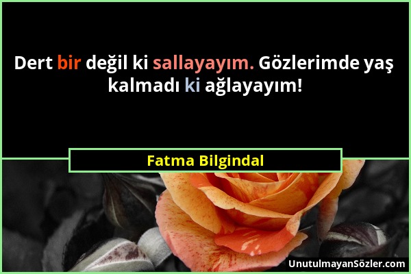 Fatma Bilgindal - Dert bir değil ki sallayayım. Gözlerimde yaş kalmadı ki ağlayayım!...