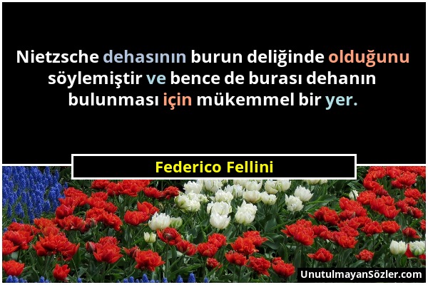 Federico Fellini - Nietzsche dehasının burun deliğinde olduğunu söylemiştir ve bence de burası dehanın bulunması için mükemmel bir yer....