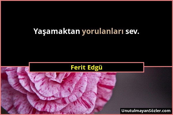 Ferit Edgü - Yaşamaktan yorulanları sev....