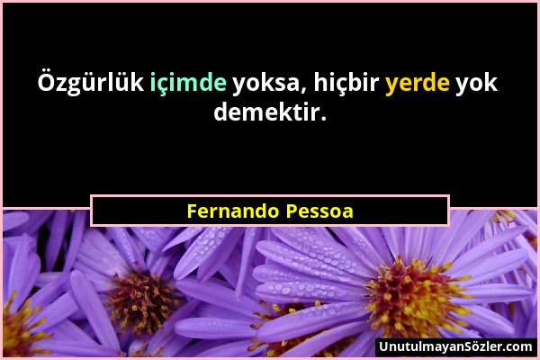 Fernando Pessoa - Özgürlük içimde yoksa, hiçbir yerde yok demektir....