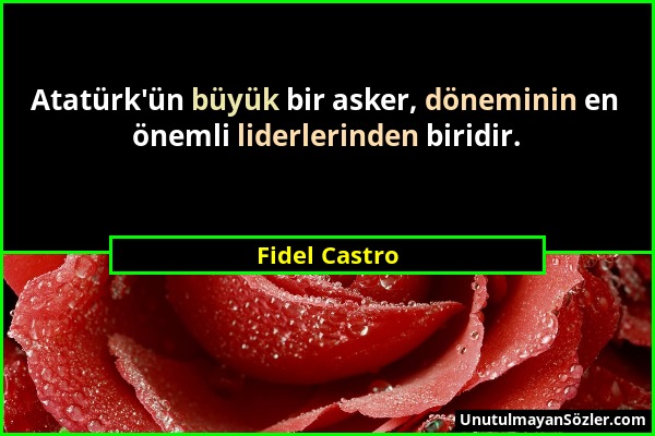 Fidel Castro - Atatürk'ün büyük bir asker, döneminin en önemli liderlerinden biridir....