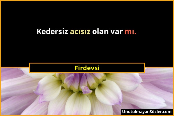 Firdevsi - Kedersiz acısız olan var mı....