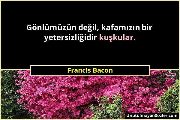 Francis Bacon - Gönlümüzün değil, kafamızın bir yetersizliğidir kuşkular....