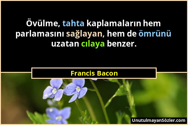 Francis Bacon - Övülme, tahta kaplamaların hem parlamasını sağlayan, hem de ömrünü uzatan cılaya benzer....