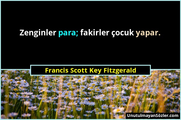 Francis Scott Key Fitzgerald - Zenginler para; fakirler çocuk yapar....