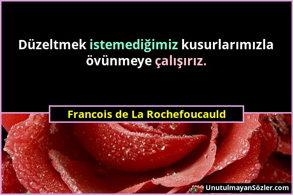 Francois de La Rochefoucauld - Düzeltmek istemediğimiz kusurlarımızla övünmeye çalışırız....