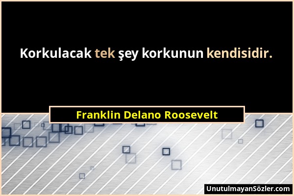 Franklin Delano Roosevelt - Korkulacak tek şey korkunun kendisidir....