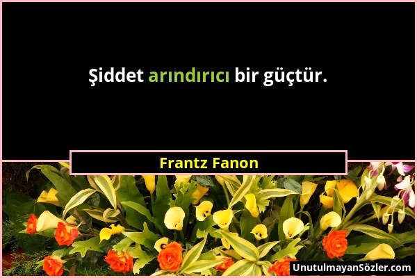 Frantz Fanon - Şiddet arındırıcı bir güçtür....