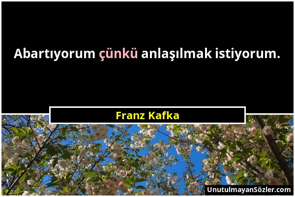 Franz Kafka - Abartıyorum çünkü anlaşılmak istiyorum....