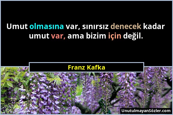 Franz Kafka - Umut olmasına var, sınırsız denecek kadar umut var, ama bizim için değil....