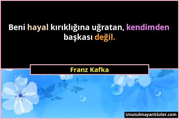 Franz Kafka - Beni hayal kırıklığına uğratan, kendimden başkası değil....