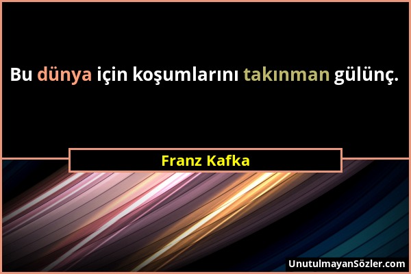 Franz Kafka - Bu dünya için koşumlarını takınman gülünç....