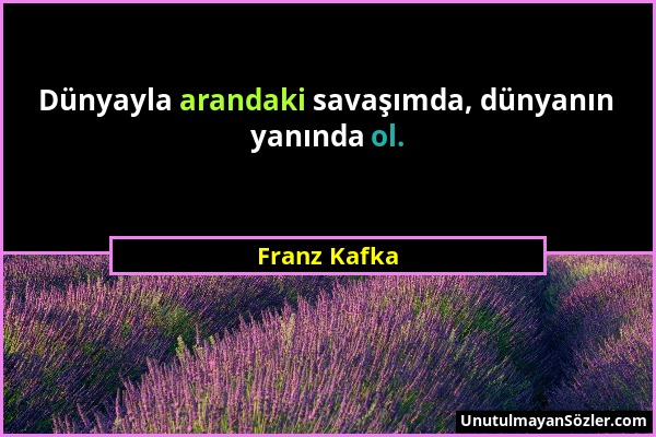 Franz Kafka - Dünyayla arandaki savaşımda, dünyanın yanında ol....